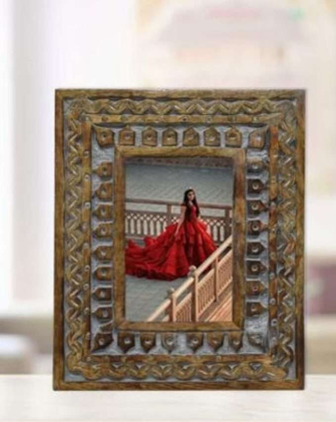Intricate Carved Wooden Photo Frame
