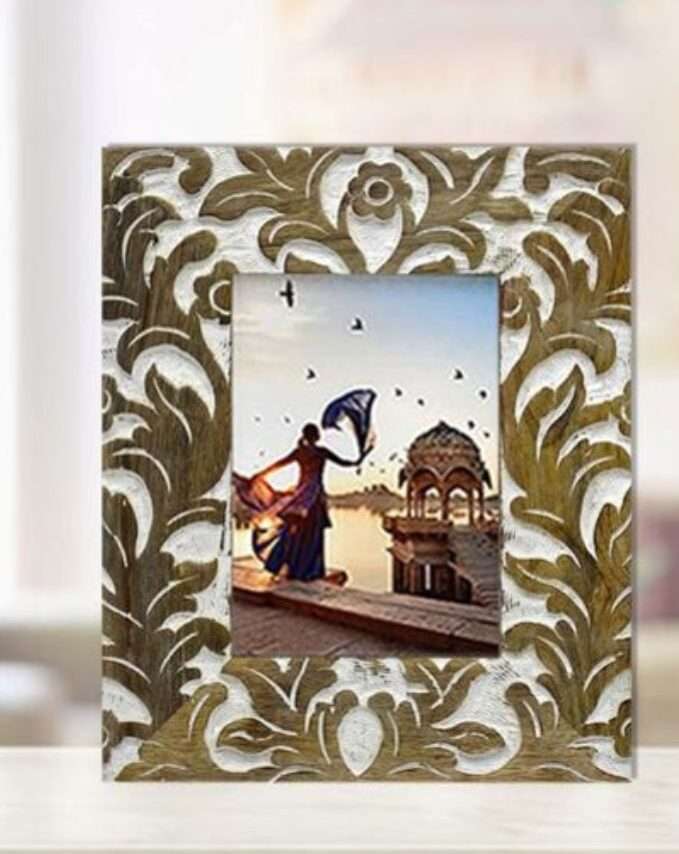Rustic Floral Wood Photo Frame