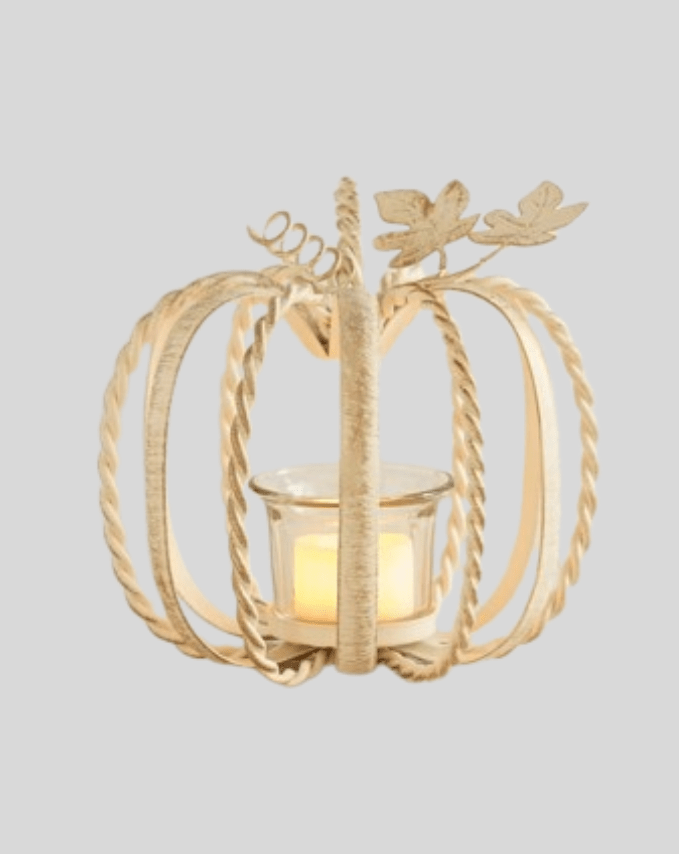Elegant Pumpkin-Shaped Candle Holder