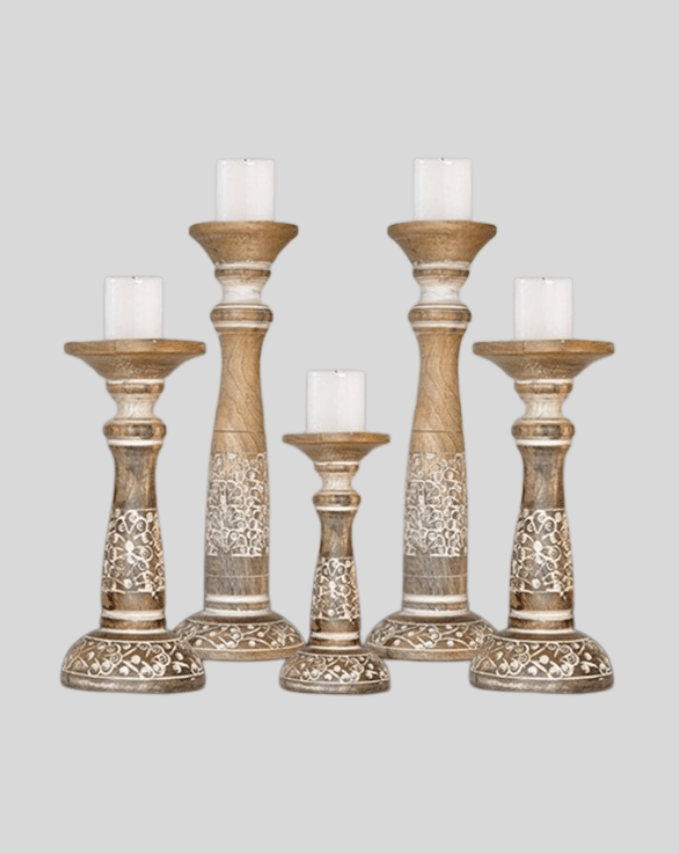 Beauty of this Wooden Candle Holder Set