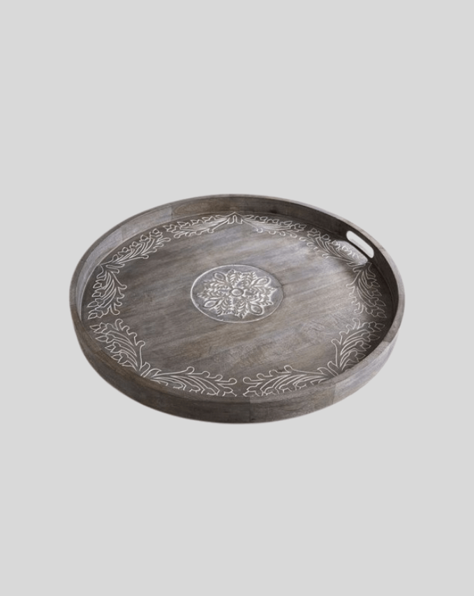 Rustic Elegance Wooden Round Tray