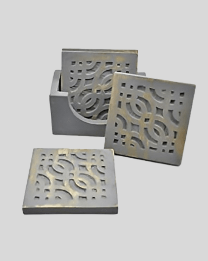 Elegant Geometric Concrete Coaster Set