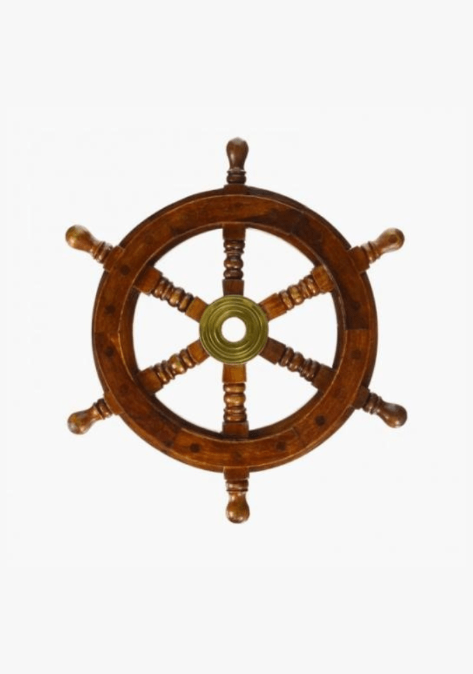 Vintage Wooden Ship Wheel – Nautical Wall Décor